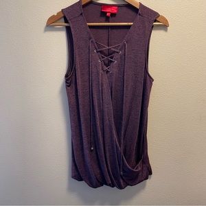 Jennifer Lopez Lace Up Front Crossed Blouse Light PurpleTank Top Women SizeM